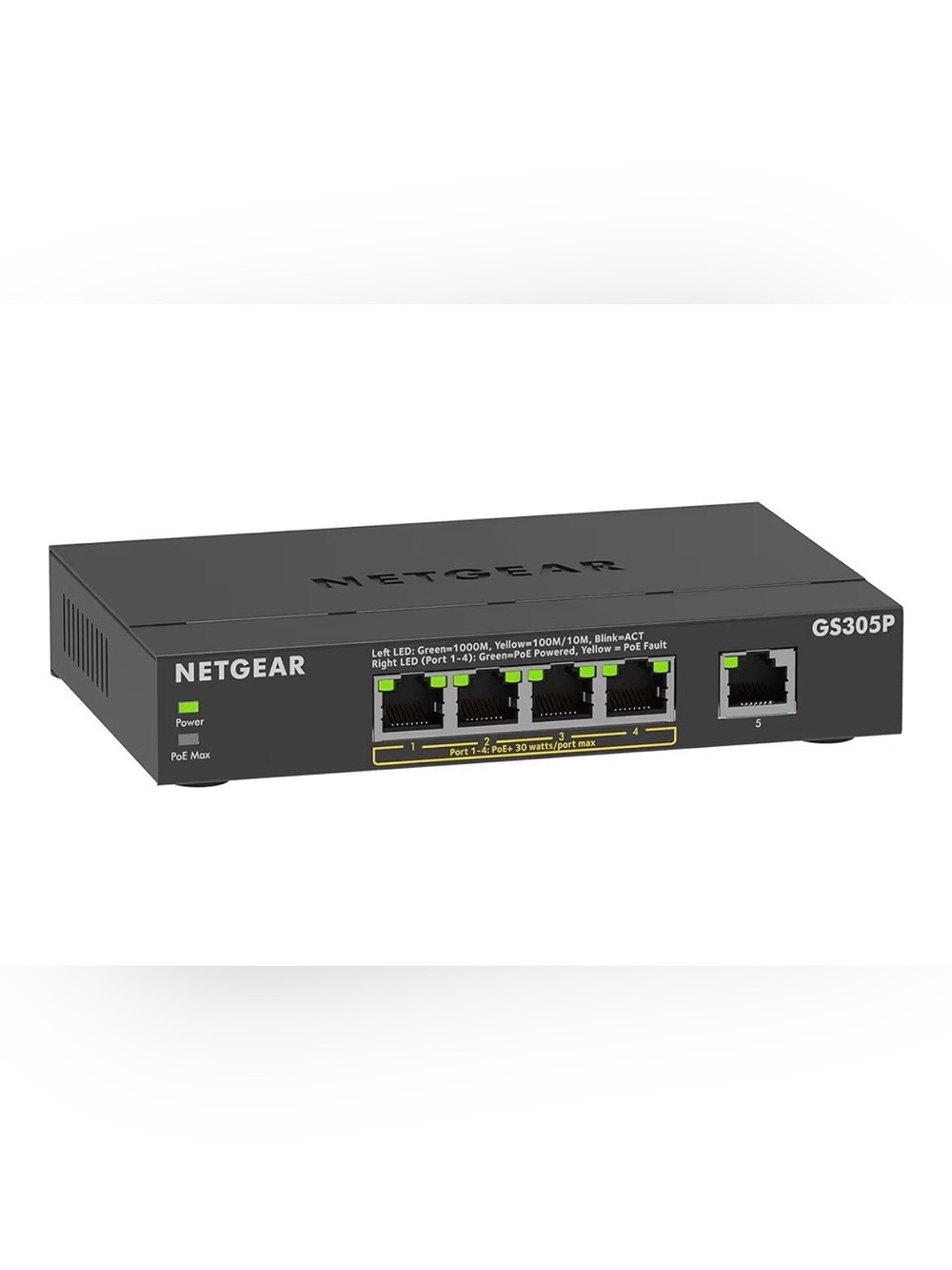 NETGEAR GS305P 5-Port Gigabit PoE+ Unmanaged Ethernet Switch
